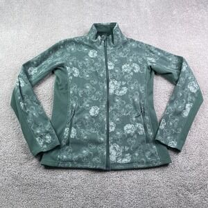 Kari Traa Fleece Jacket Womens Large Green Floral Lightweight Full Zip